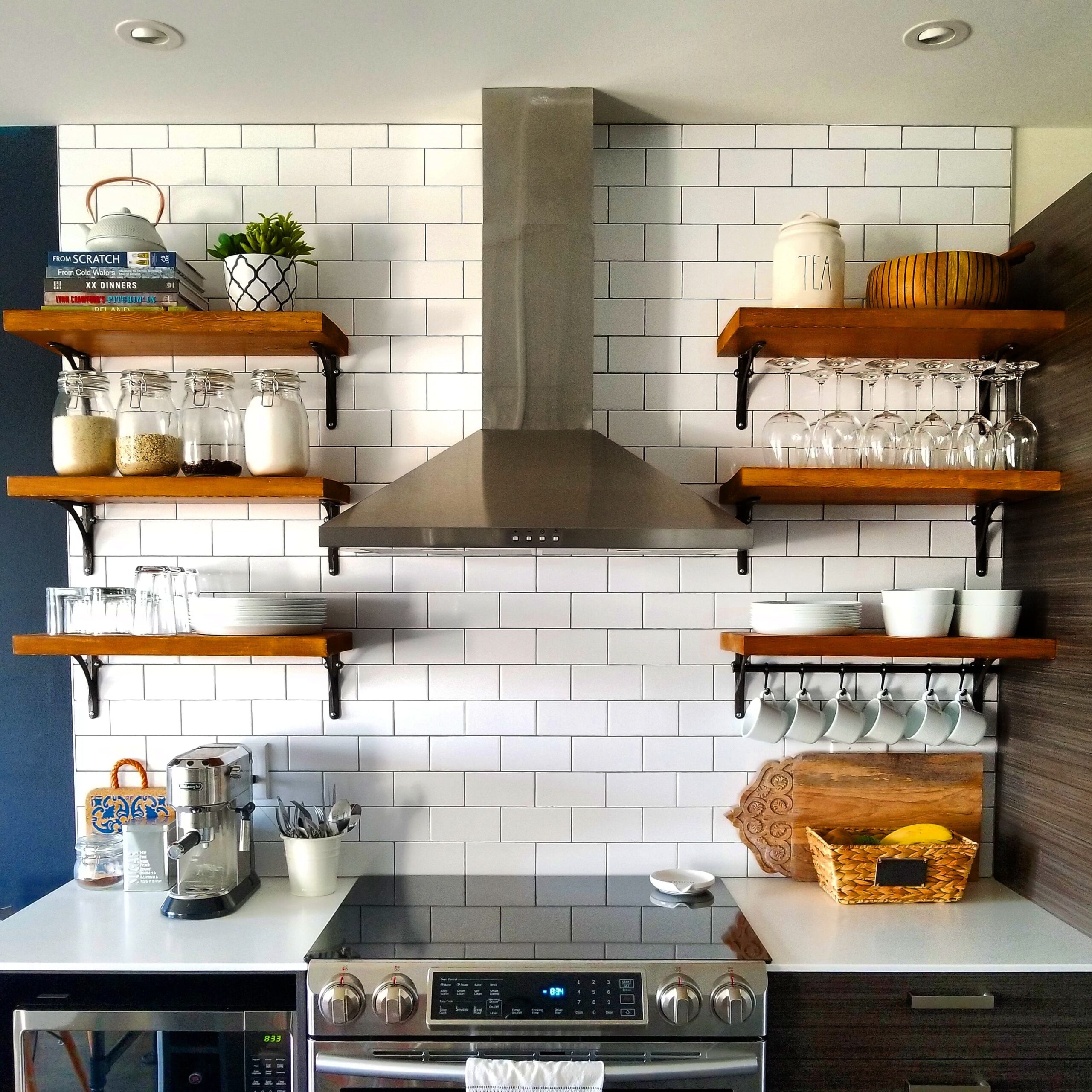 DIY Open Kitchen Shelving Wood Scaled 